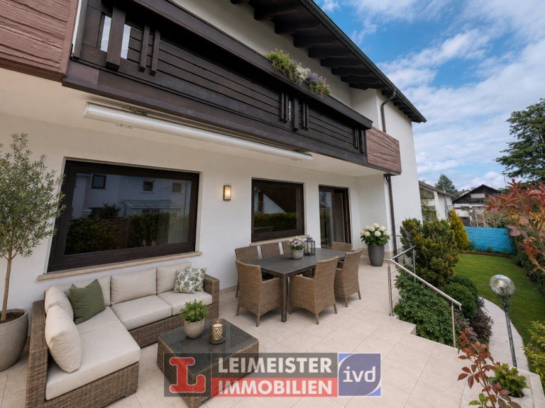 Terrasse (Einrichtung KI-Generiert) H�sbach Zweifamilienhaus Tolles 2-Familienhaus in H�sbach mit ausbaubarem Dach, 2 Garagen & Garten