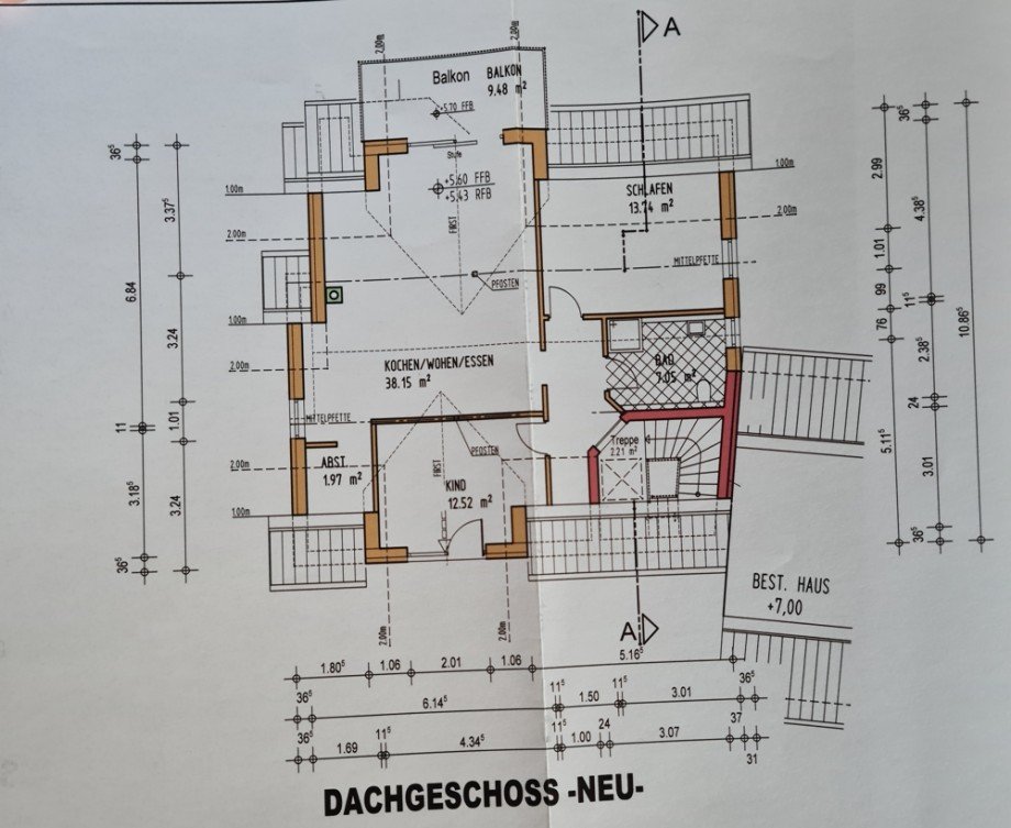 Grundriss Dachgeschosswohnung Gr�nmorsbach
